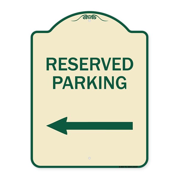Reserved Parking Left Arrow Heavy-Gauge Aluminum Architectural Sign, 24" x 18", TG-1824-23157